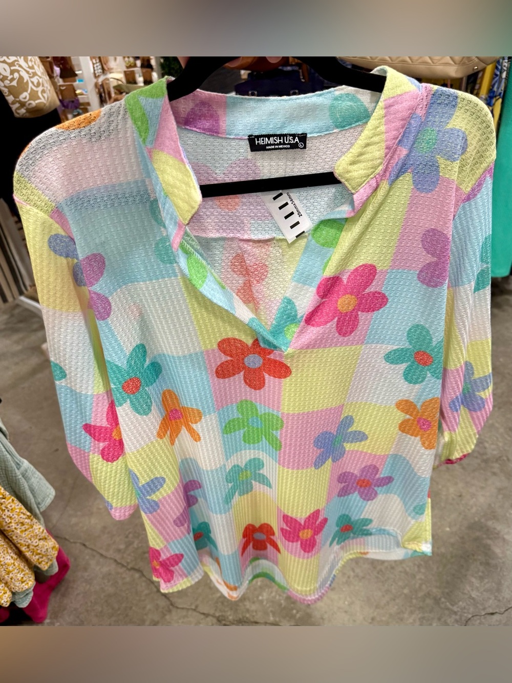 HEIMISH USA Pastel Multi-Color Floral V-Neck Top